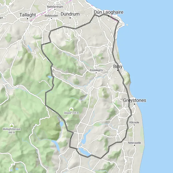 Map miniature of "Kilquade Loop" cycling inspiration in Eastern and Midland, Ireland. Generated by Tarmacs.app cycling route planner