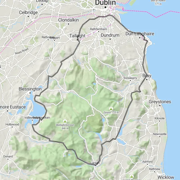 Map miniature of "Legendary Routes" cycling inspiration in Eastern and Midland, Ireland. Generated by Tarmacs.app cycling route planner