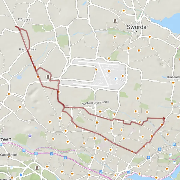 Map miniature of "Artane Gravel Ride" cycling inspiration in Eastern and Midland, Ireland. Generated by Tarmacs.app cycling route planner