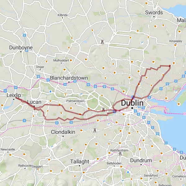 Map miniature of "Riverside Retreat" cycling inspiration in Eastern and Midland, Ireland. Generated by Tarmacs.app cycling route planner