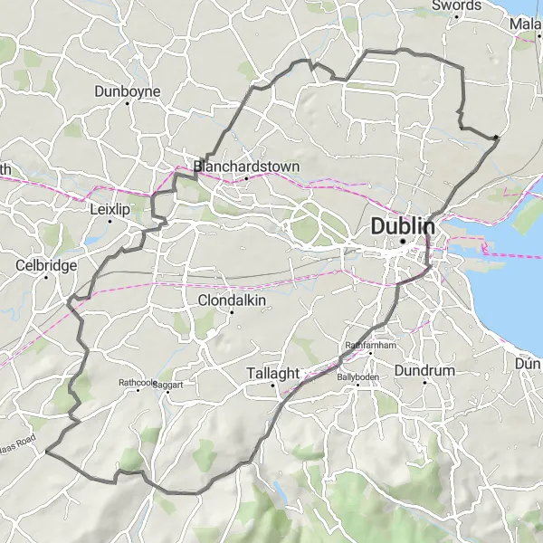 Map miniature of "Scenic Loop through Rathmines and Hazelhatch Bridge" cycling inspiration in Eastern and Midland, Ireland. Generated by Tarmacs.app cycling route planner