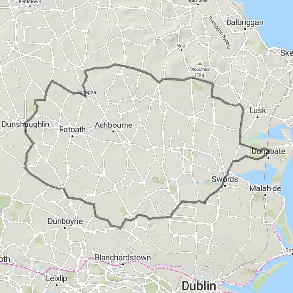 Map miniature of "Historic Meath Loop" cycling inspiration in Eastern and Midland, Ireland. Generated by Tarmacs.app cycling route planner
