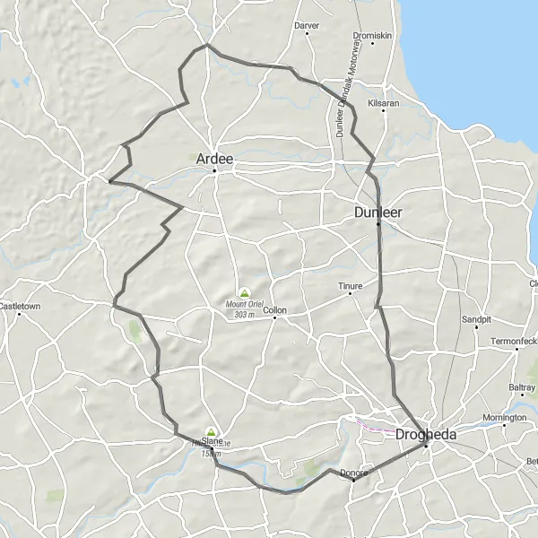 Map miniature of "Boyne Valley Heritage Route" cycling inspiration in Eastern and Midland, Ireland. Generated by Tarmacs.app cycling route planner