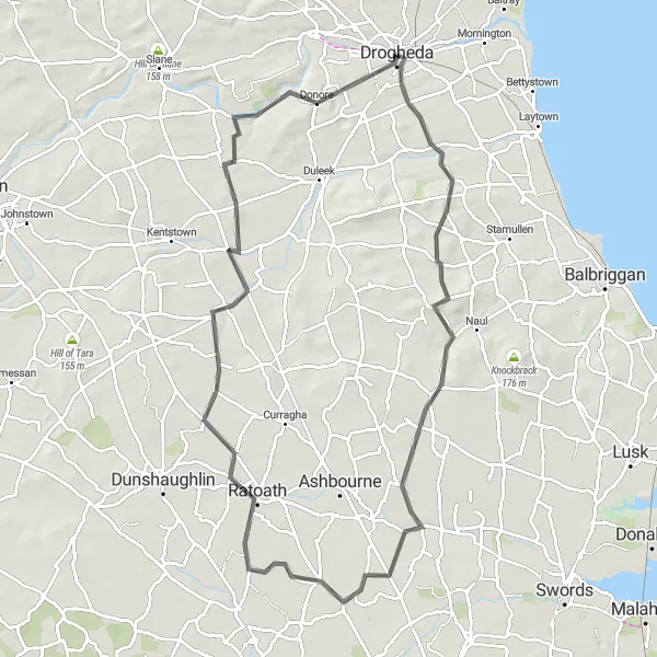 Map miniature of "Castles and Countryside" cycling inspiration in Eastern and Midland, Ireland. Generated by Tarmacs.app cycling route planner