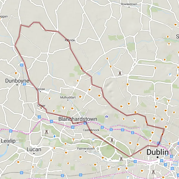Map miniature of "Drumcondra to Finglas Gravel Loop" cycling inspiration in Eastern and Midland, Ireland. Generated by Tarmacs.app cycling route planner