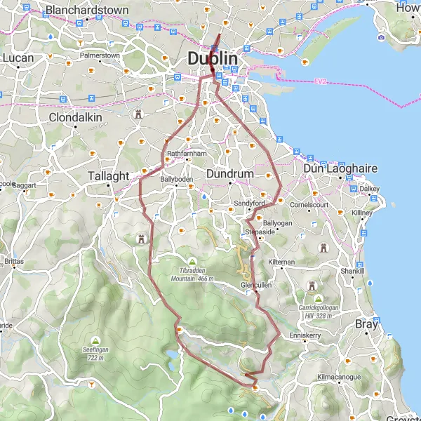 Map miniature of "Gravel Adventure" cycling inspiration in Eastern and Midland, Ireland. Generated by Tarmacs.app cycling route planner