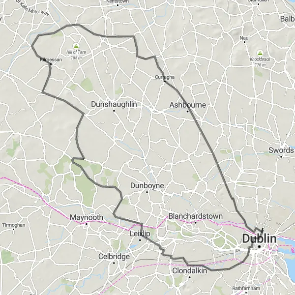 Map miniature of "The Ericsson Skyline" cycling inspiration in Eastern and Midland, Ireland. Generated by Tarmacs.app cycling route planner