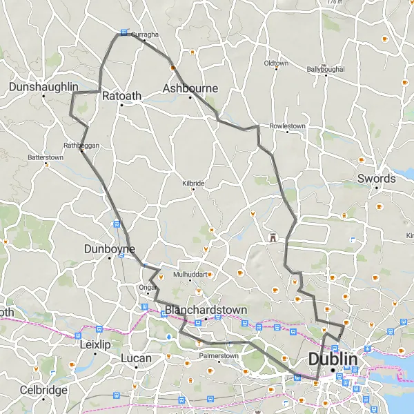 Map miniature of "Drumcondra Loop" cycling inspiration in Eastern and Midland, Ireland. Generated by Tarmacs.app cycling route planner