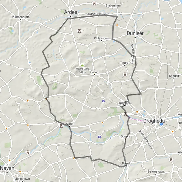 Map miniature of "Historical and Scenic Route" cycling inspiration in Eastern and Midland, Ireland. Generated by Tarmacs.app cycling route planner