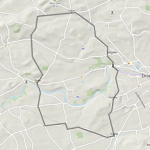 Map miniature of "The Slane Adventure" cycling inspiration in Eastern and Midland, Ireland. Generated by Tarmacs.app cycling route planner