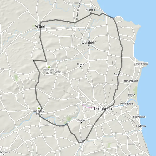 Map miniature of "Coastal Adventure" cycling inspiration in Eastern and Midland, Ireland. Generated by Tarmacs.app cycling route planner