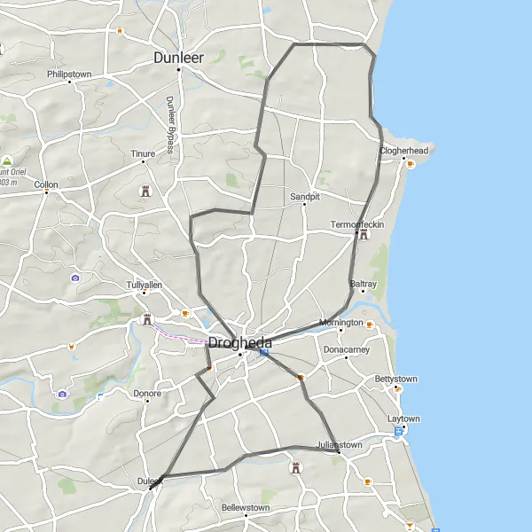 Map miniature of "The Ancient Route" cycling inspiration in Eastern and Midland, Ireland. Generated by Tarmacs.app cycling route planner