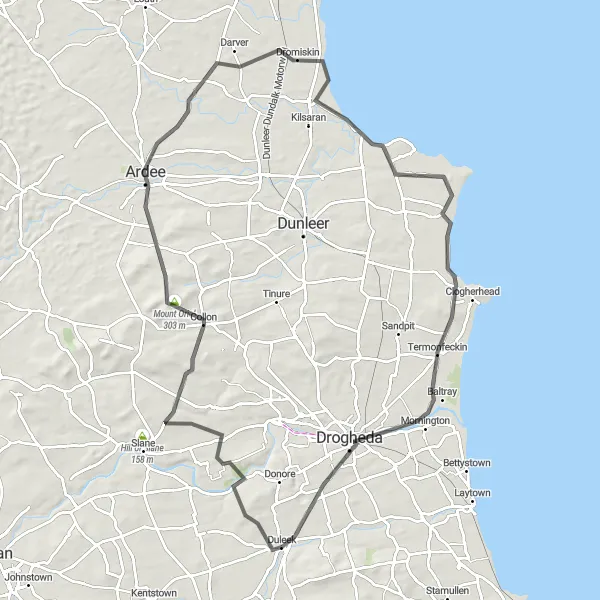 Map miniature of "Historical Landmarks and Scenic Routes" cycling inspiration in Eastern and Midland, Ireland. Generated by Tarmacs.app cycling route planner