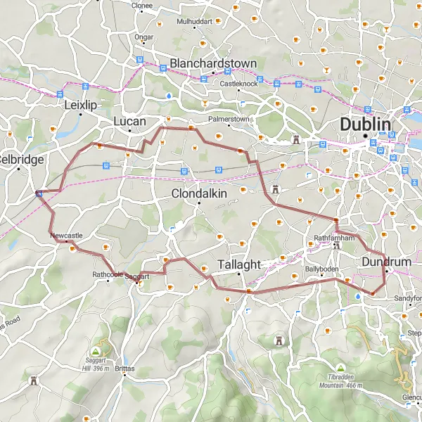 Map miniature of "Dundrum Gravel Loop" cycling inspiration in Eastern and Midland, Ireland. Generated by Tarmacs.app cycling route planner