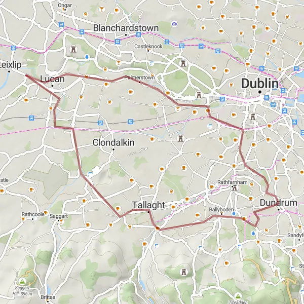 Map miniature of "Dundrum Circuit" cycling inspiration in Eastern and Midland, Ireland. Generated by Tarmacs.app cycling route planner