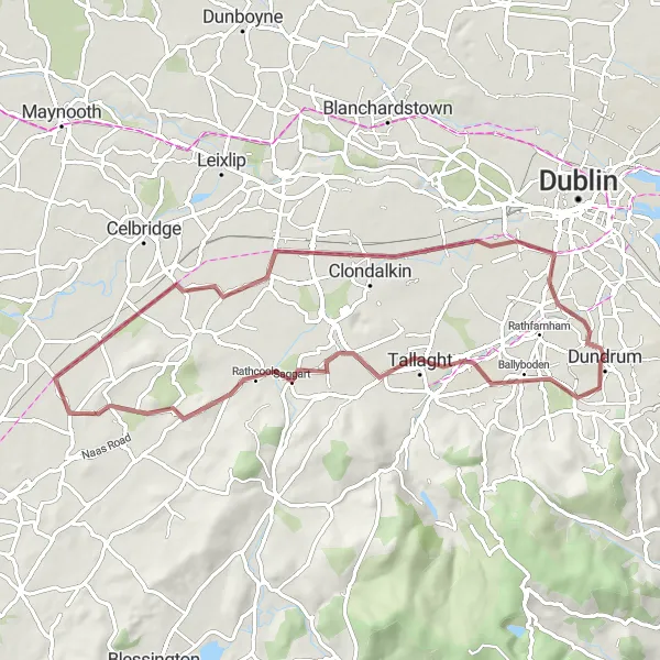 Map miniature of "Dublin Gravel Adventure" cycling inspiration in Eastern and Midland, Ireland. Generated by Tarmacs.app cycling route planner