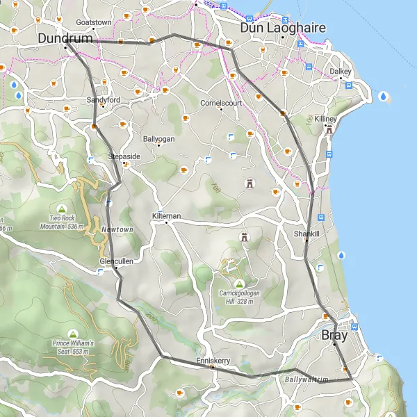 Map miniature of "Stillorgan to Enniskerry Loop" cycling inspiration in Eastern and Midland, Ireland. Generated by Tarmacs.app cycling route planner