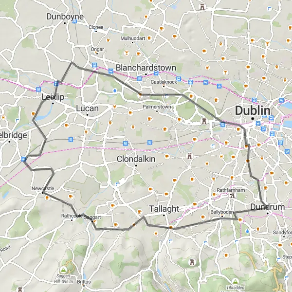 Map miniature of "Dublin County Loop" cycling inspiration in Eastern and Midland, Ireland. Generated by Tarmacs.app cycling route planner