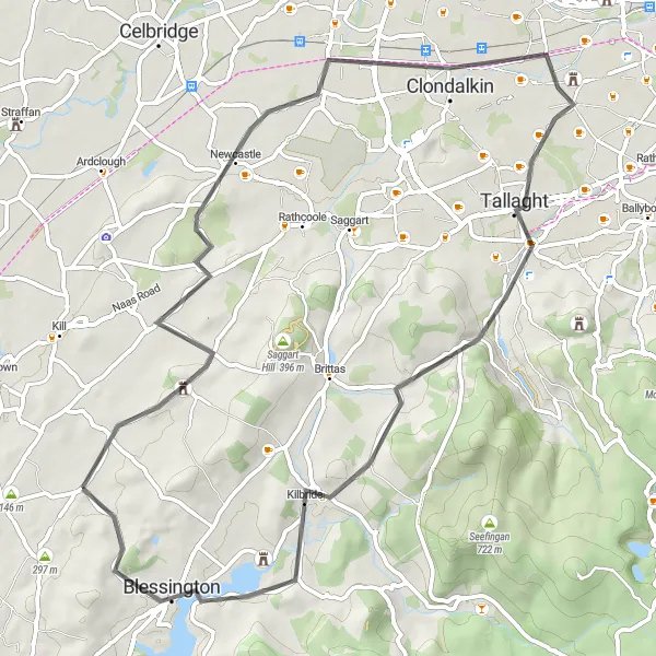 Map miniature of "Tales of Tallaght" cycling inspiration in Eastern and Midland, Ireland. Generated by Tarmacs.app cycling route planner