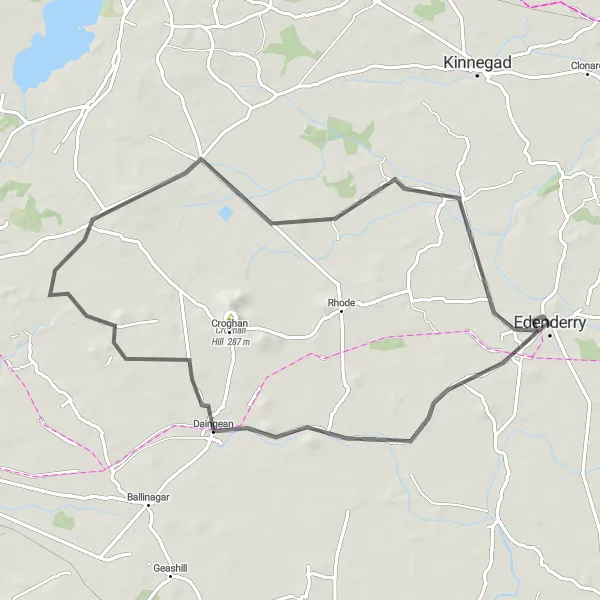 Map miniature of "Edenderry to Daingean Loop" cycling inspiration in Eastern and Midland, Ireland. Generated by Tarmacs.app cycling route planner