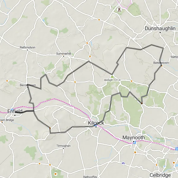 Map miniature of "Agher and Mullagh Loop" cycling inspiration in Eastern and Midland, Ireland. Generated by Tarmacs.app cycling route planner