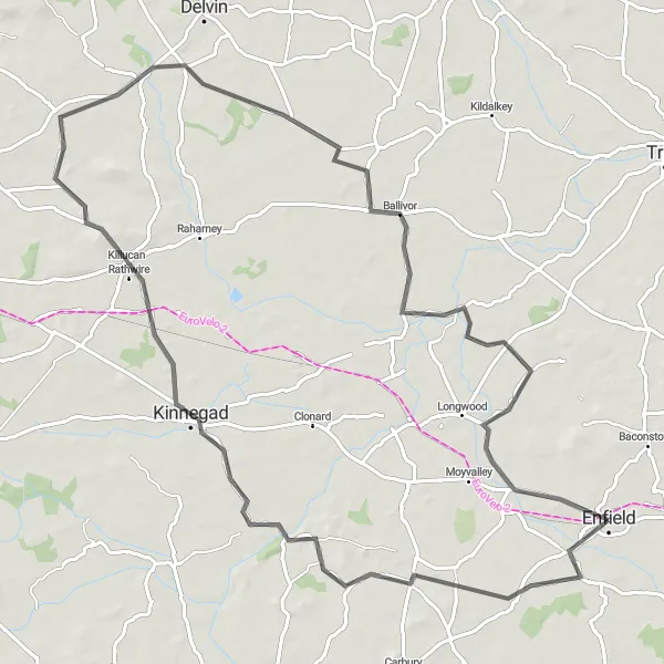 Map miniature of "Royal Meath Loop" cycling inspiration in Eastern and Midland, Ireland. Generated by Tarmacs.app cycling route planner