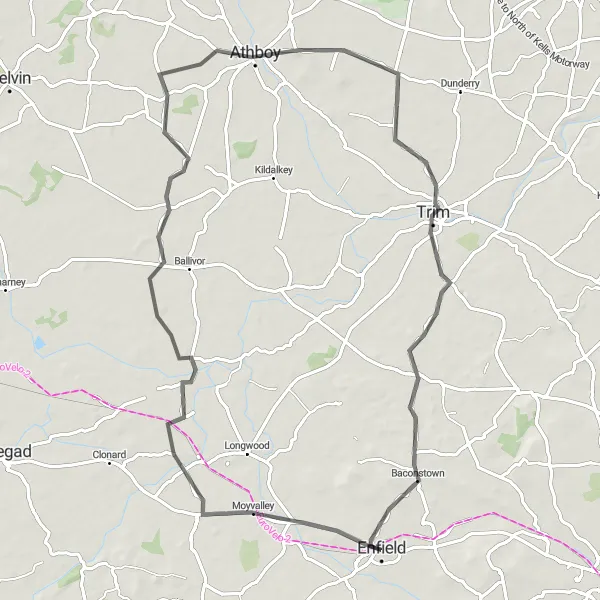 Map miniature of "Historic Trim Route" cycling inspiration in Eastern and Midland, Ireland. Generated by Tarmacs.app cycling route planner