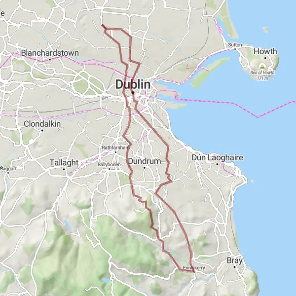 Map miniature of "Glencullen Adventure" cycling inspiration in Eastern and Midland, Ireland. Generated by Tarmacs.app cycling route planner