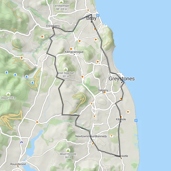 Map miniature of "Coastal Delight" cycling inspiration in Eastern and Midland, Ireland. Generated by Tarmacs.app cycling route planner