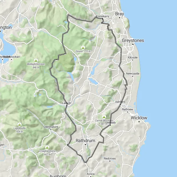 Map miniature of "Enniskerry Epic Challenge" cycling inspiration in Eastern and Midland, Ireland. Generated by Tarmacs.app cycling route planner