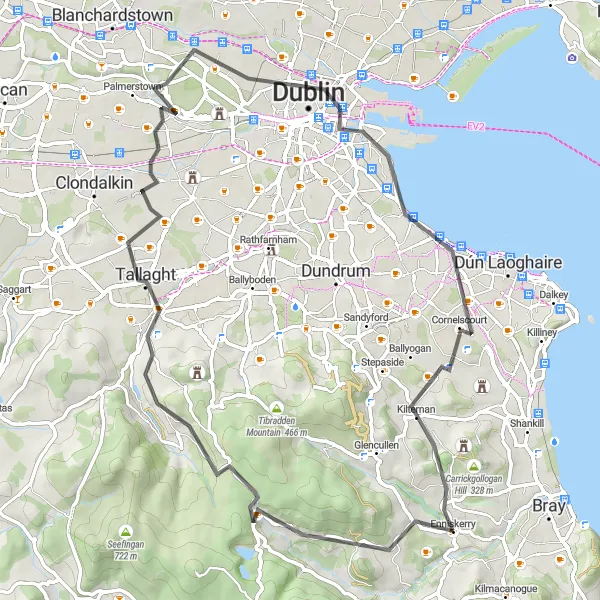 Map miniature of "Enniskerry to Ericsson Skyline Loop" cycling inspiration in Eastern and Midland, Ireland. Generated by Tarmacs.app cycling route planner