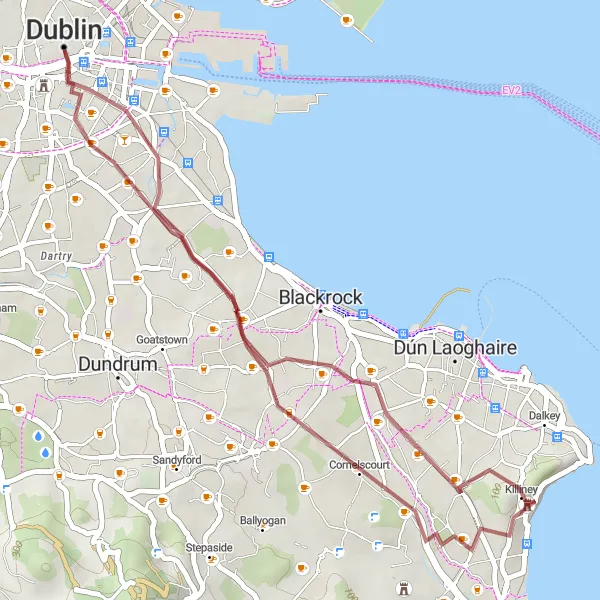 Map miniature of "Coastal Scenery and Charm" cycling inspiration in Eastern and Midland, Ireland. Generated by Tarmacs.app cycling route planner