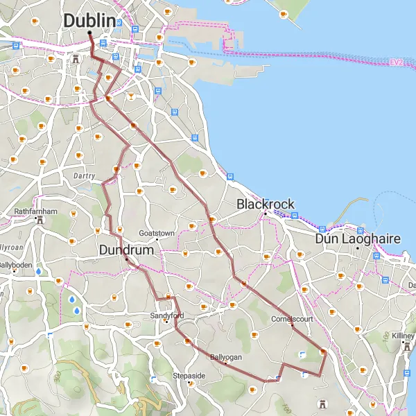 Map miniature of "Gravel and History in Fairview" cycling inspiration in Eastern and Midland, Ireland. Generated by Tarmacs.app cycling route planner