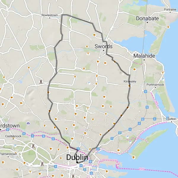 Map miniature of "Fairview to Swords Circular" cycling inspiration in Eastern and Midland, Ireland. Generated by Tarmacs.app cycling route planner