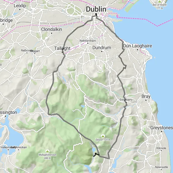 Map miniature of "Fairview to Friarstown House Loop" cycling inspiration in Eastern and Midland, Ireland. Generated by Tarmacs.app cycling route planner