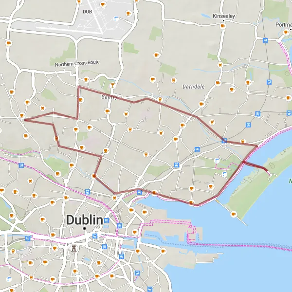 Map miniature of "Finglas Gravel Adventure" cycling inspiration in Eastern and Midland, Ireland. Generated by Tarmacs.app cycling route planner