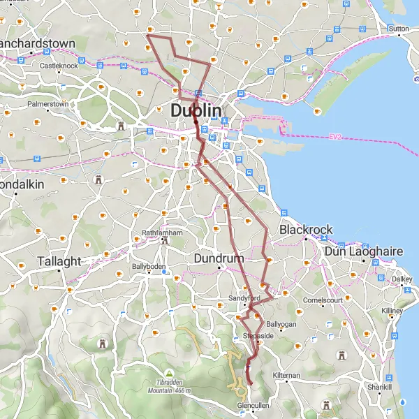 Map miniature of "Hidden Gems Gravel Ride" cycling inspiration in Eastern and Midland, Ireland. Generated by Tarmacs.app cycling route planner