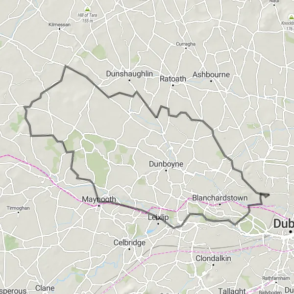 Map miniature of "Loop around Finglas" cycling inspiration in Eastern and Midland, Ireland. Generated by Tarmacs.app cycling route planner