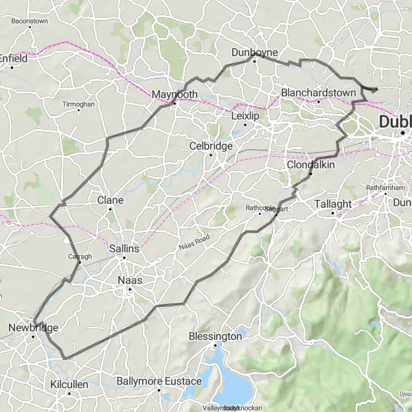 Map miniature of "Countryside Expedition" cycling inspiration in Eastern and Midland, Ireland. Generated by Tarmacs.app cycling route planner