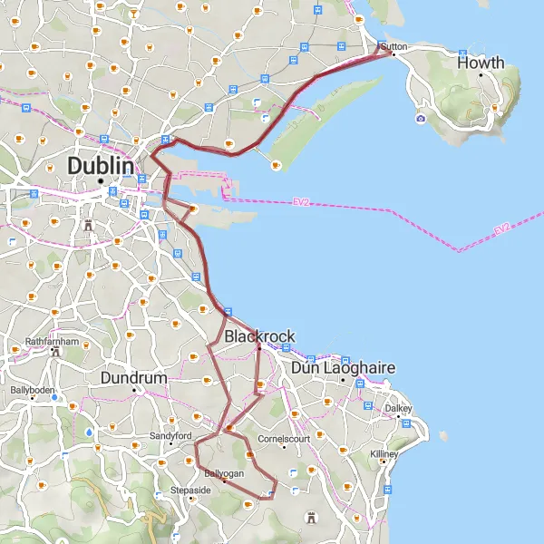 Map miniature of "Explore the Coastal Gems" cycling inspiration in Eastern and Midland, Ireland. Generated by Tarmacs.app cycling route planner
