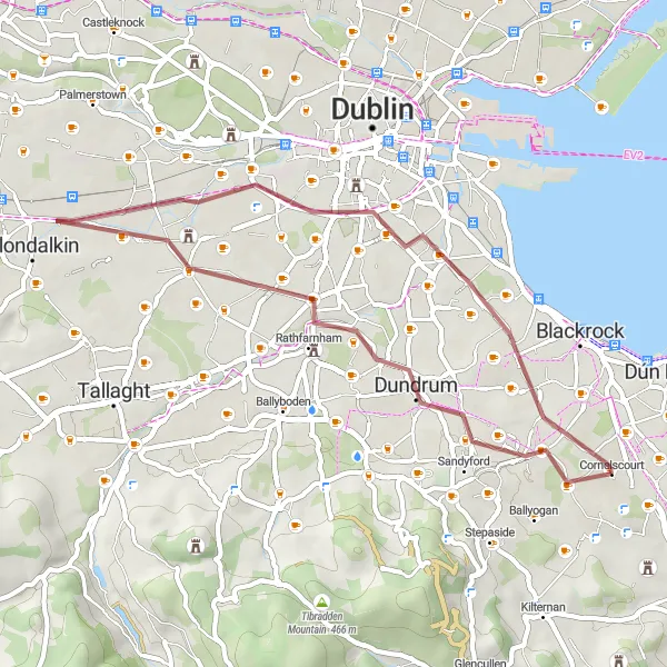 Map miniature of "From Foxrock to Ranelagh via Leopardstown" cycling inspiration in Eastern and Midland, Ireland. Generated by Tarmacs.app cycling route planner