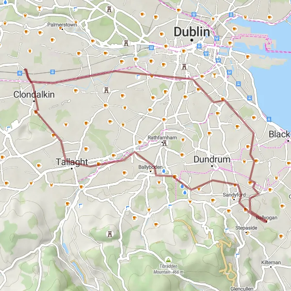 Map miniature of "Discover the Wild Beauty of West Dublin" cycling inspiration in Eastern and Midland, Ireland. Generated by Tarmacs.app cycling route planner