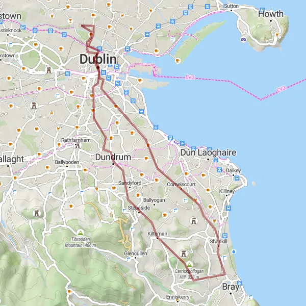 Map miniature of "Dublin Gravel Adventure" cycling inspiration in Eastern and Midland, Ireland. Generated by Tarmacs.app cycling route planner