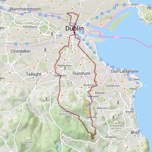 Map miniature of "Glasnevin Gravel Adventure" cycling inspiration in Eastern and Midland, Ireland. Generated by Tarmacs.app cycling route planner