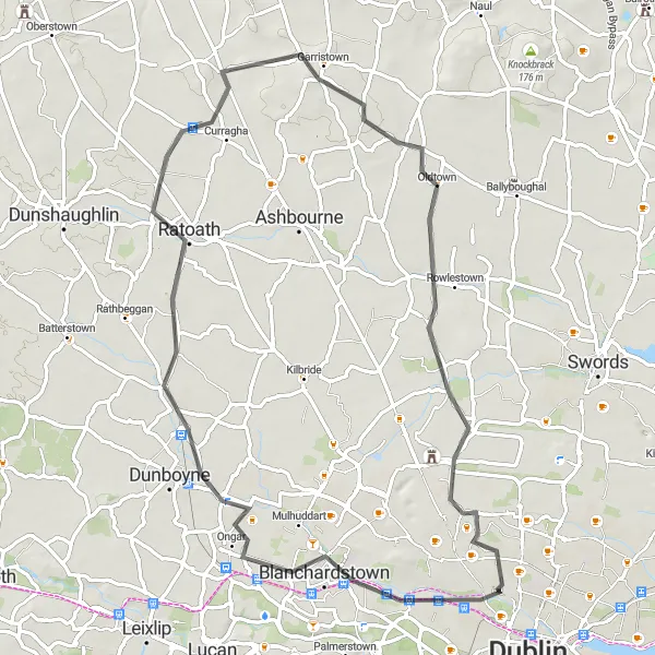 Map miniature of "Explore Dublin's Hidden Gems" cycling inspiration in Eastern and Midland, Ireland. Generated by Tarmacs.app cycling route planner