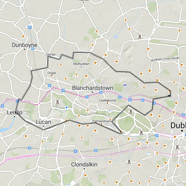 Map miniature of "Hidden Gems of Glasnevin" cycling inspiration in Eastern and Midland, Ireland. Generated by Tarmacs.app cycling route planner