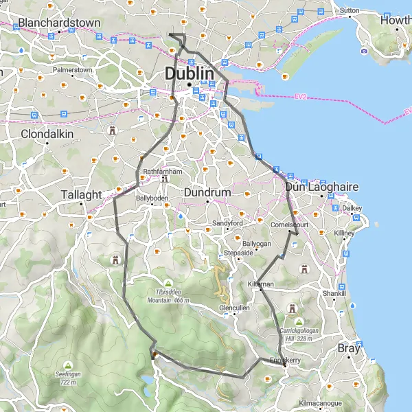 Map miniature of "Glasnevin Heritage Loop" cycling inspiration in Eastern and Midland, Ireland. Generated by Tarmacs.app cycling route planner