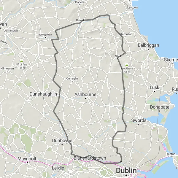 Map miniature of "Midland Meander" cycling inspiration in Eastern and Midland, Ireland. Generated by Tarmacs.app cycling route planner