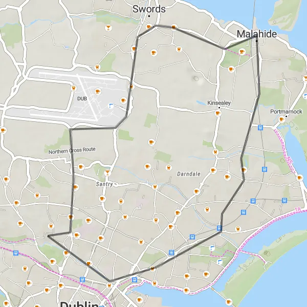 Map miniature of "Heritage Tour to Raheny" cycling inspiration in Eastern and Midland, Ireland. Generated by Tarmacs.app cycling route planner