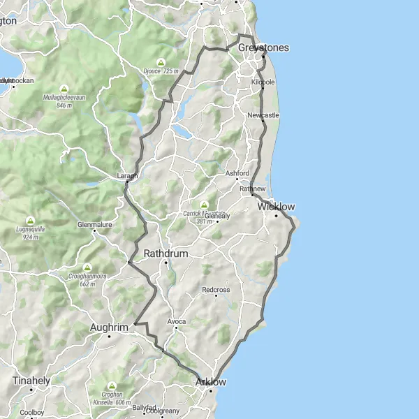 Map miniature of "Historical and Natural Wonders" cycling inspiration in Eastern and Midland, Ireland. Generated by Tarmacs.app cycling route planner